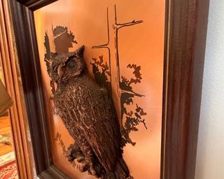 Vintage John Louw Copper Relief Owl Art