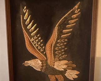 Vintage Embroidered Bald Eagle Wall Art