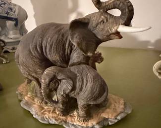 Vintage Homco Mother and Baby Elephant Figurine