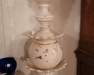 Vintage Ceramic Table Lamp with Floral and Gold Accents