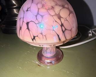 Vintage Art Glass Mushroom Lamp with Iridescent Finish