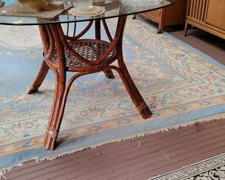 Vintage Rattan and Glass Coffee Table