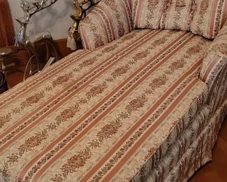 Vintage Striped Floral Upholstered Chaise Lounge