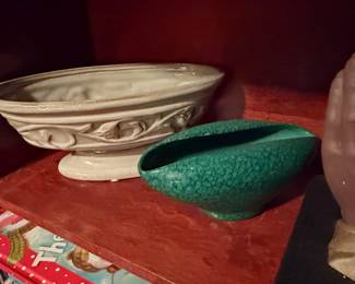 Vintage Teal Crackle Glaze Oval Planter