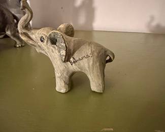 Vintage Crushed Oyster Shell Elephant Figurines