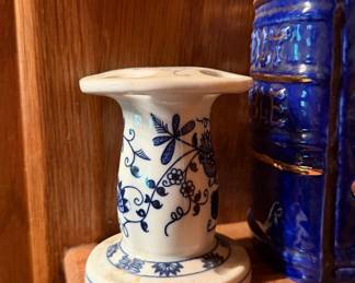 Vintage Blue Onion Porcelain Toothbrush Holder - Vienna Woods by Seymour Mann