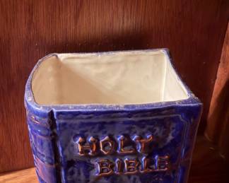Vintage Ceramic Holy Bible Planter