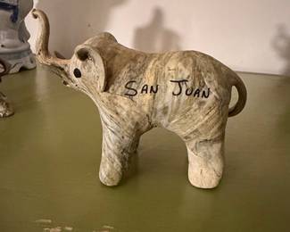 Vintage Crushed Oyster Shell Elephant Figurine