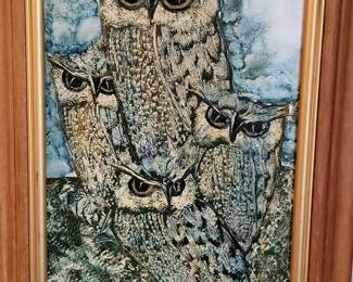 Vintage "Screech" Owl Textured Art by Richard Hinger