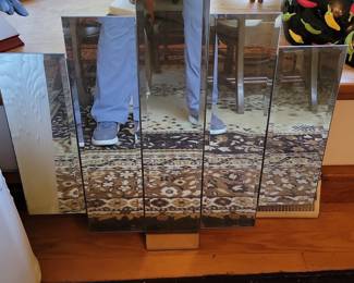Vintage 5-Panel Beveled Geometric Wall Mirror