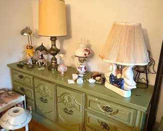 Vintage Henry Link French Provincial Green Dresser