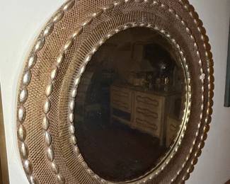 Vintage Hollywood Regency Style Woven Frame Mirror