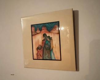 Vintage R.C. Gorman "Woman with Bowl" Ceramic Tile Art