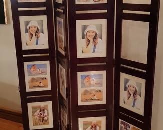 4-Panel Solid Wood Photo Room Divider Screen