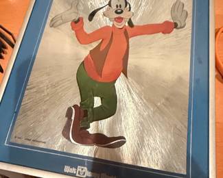 Vintage Goofy Dufex Foil Print Walt Disney World Framed Art