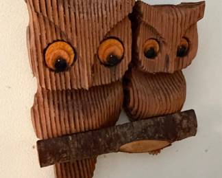 Vintage Carved Wood Owl Wall Plaque - Witco Style