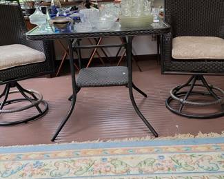 Wicker and Metal Bistro Set