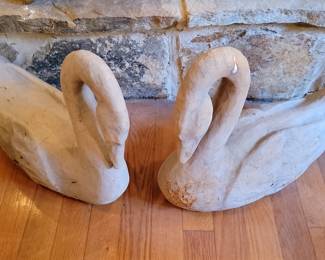 Vintage paper maiche Swan Figurines