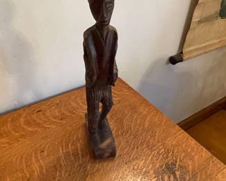 Vintage Hand-Carved African Wooden Figurine - Drummer