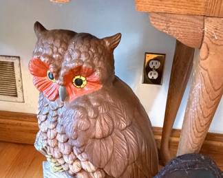 Vintage Ceramic Great Horned Owl Statue