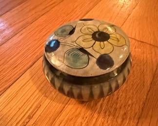 Vintage Mexican Tonala Pottery Lidded Trinket Jar