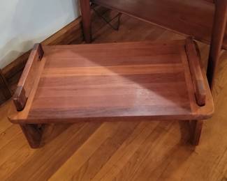 Vintage Wooden Serving Tray with Integrated Handles
