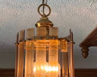 Vintage Amber Glass Prism Chandelier