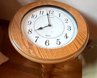 Powell Oak Tone Clock Accent Table