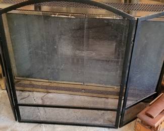 Vintage Three-Panel Fireplace Screen