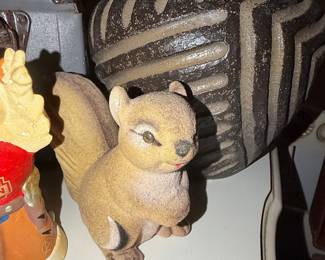Vintage Flocked Squirrel Figurine - Made in Japan