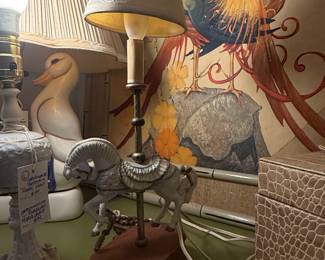 Vintage Capodimonte Porcelain Carousel Horse Lamp
