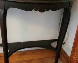 Vintage Black Lacquer Console Table with Cabriole Legs