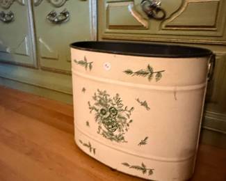 Vintage Toleware Floral Wastebasket