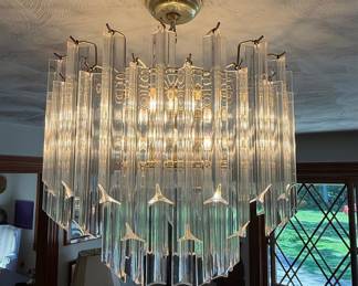 Vintage Murano Style Glass Rod Chandelier