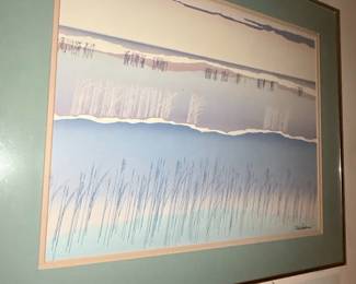 Vintage Coastal Landscape Serigraph by Tony Bennett