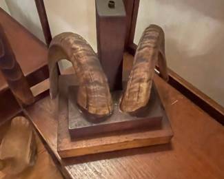 Vintage Ram Horn Lamp Base