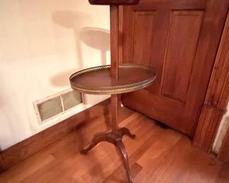 Vintage Mahogany Two-Tier Dumbwaiter Table with Brass Gallery