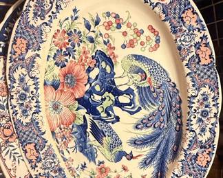 Vintage Toyo Japan Peacock Transferware Platter