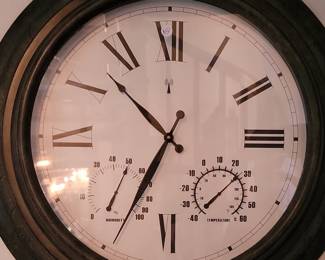 Infinity Instruments 24-Inch Classical Indoor Wall Clock with Thermometer and Hygrometer