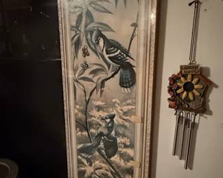 Vintage Blue Jay Art Print and Garden Wind Chime