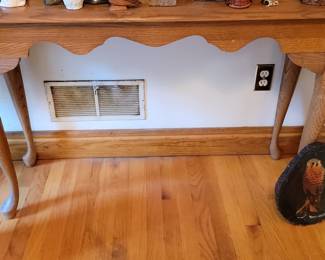 Vintage Oak Scalloped Console Table