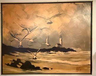 Vintage Seascape Oil Painting by Martin