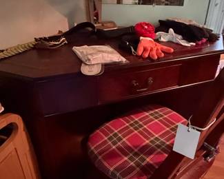 Vintage Mahogany Vanity Table with Chair