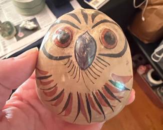 Vintage Tonala Mexican Pottery Owl Figurine