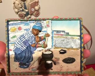 Vintage 3D Relief Wall Plaque - Woman Cooking