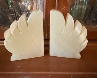 Vintage Alabaster Fan Bookends