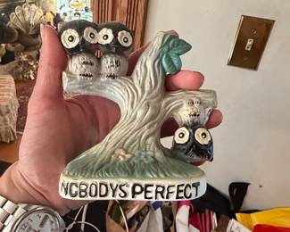 Vintage Spencer Gifts "Nobody's Perfect" Owl Figurine