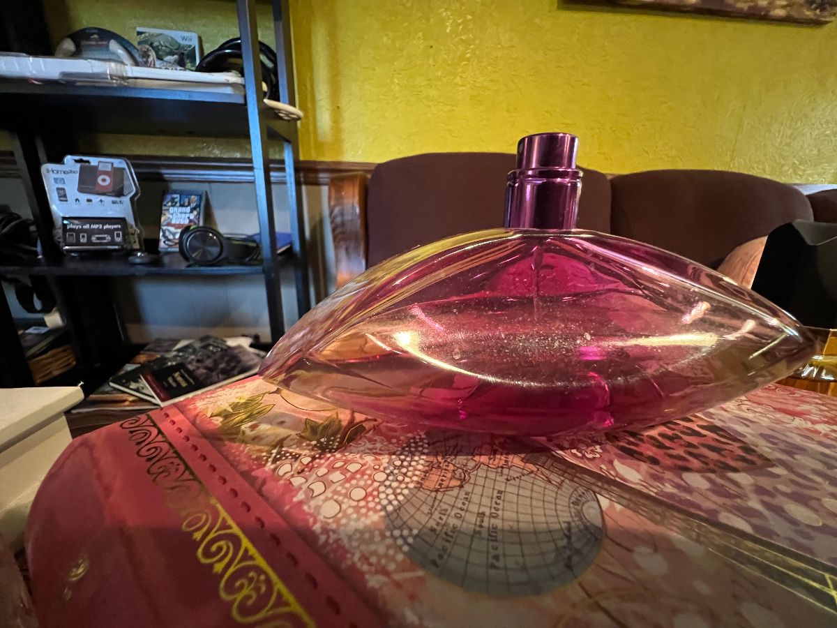 Lidded glass dish displayed at a Chesapeake estate sale
