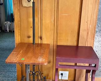 TABLE, MAGAZINE RACK, LAMP COMBO