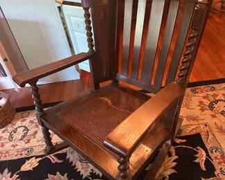 ANTIQUE BARLEY TWIST WOOD ROCKER